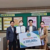 중문라이온스 중문고에 장학금 전달